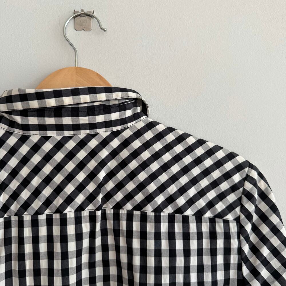 Lafayette 148 Gingham Pattern Long Sleeve Button Up Shirt Black White 6 - Picture 6 of 7